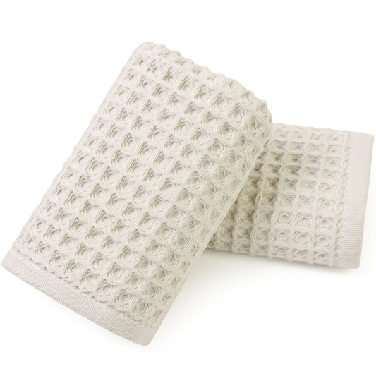 Jacquotha Waffle Hand Towels 2-Piece – Cotton, Quick Dry, Lint Free, 13” x 29”