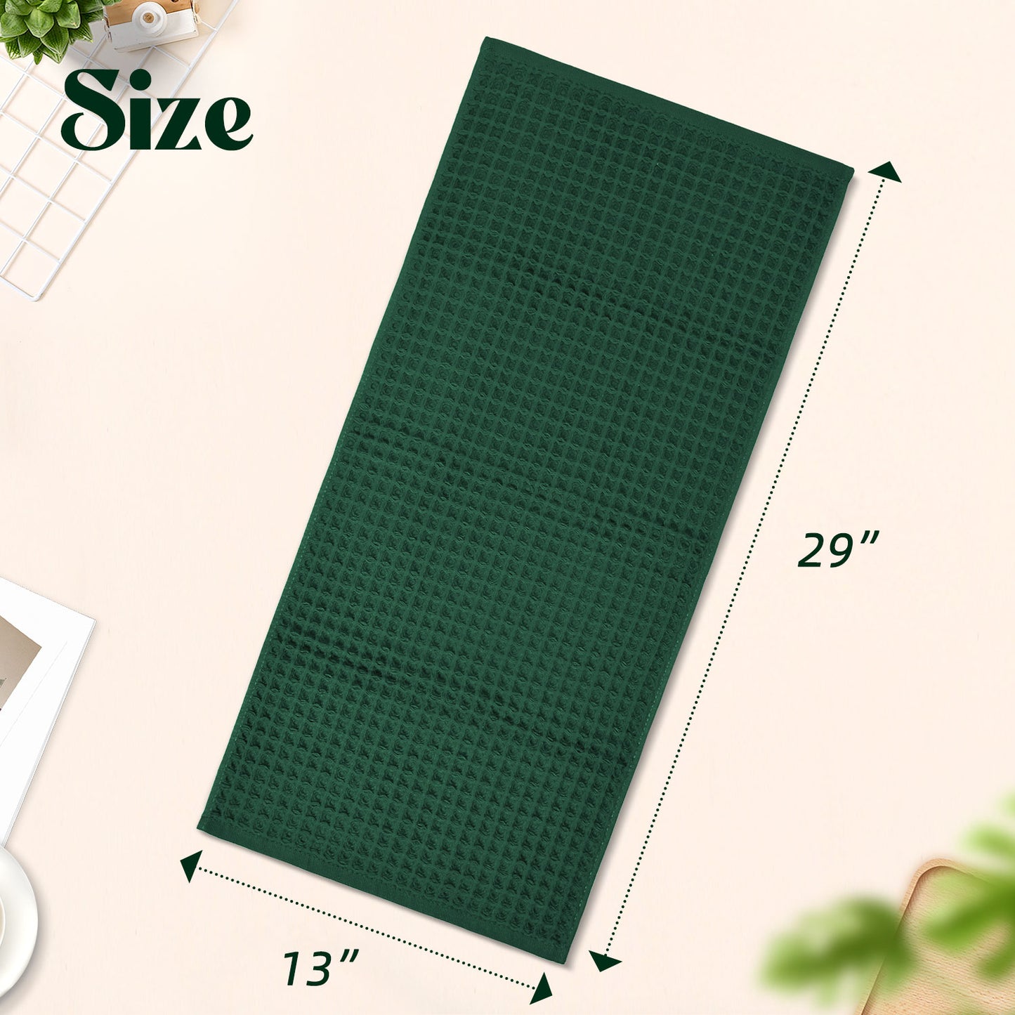 Jacquotha Waffle Hand Towels 2-Piece – Cotton, Quick Dry, Lint Free, 13” x 29”