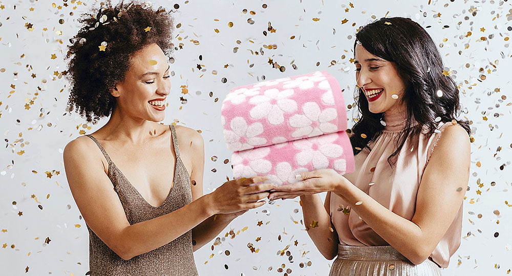 Jacquotha Soft Bath Towels 2 Pack, Super Absorbent Shower Towels 27.5x55 Inches, Cute Floral Jacquard Bathroom Set, Cotton