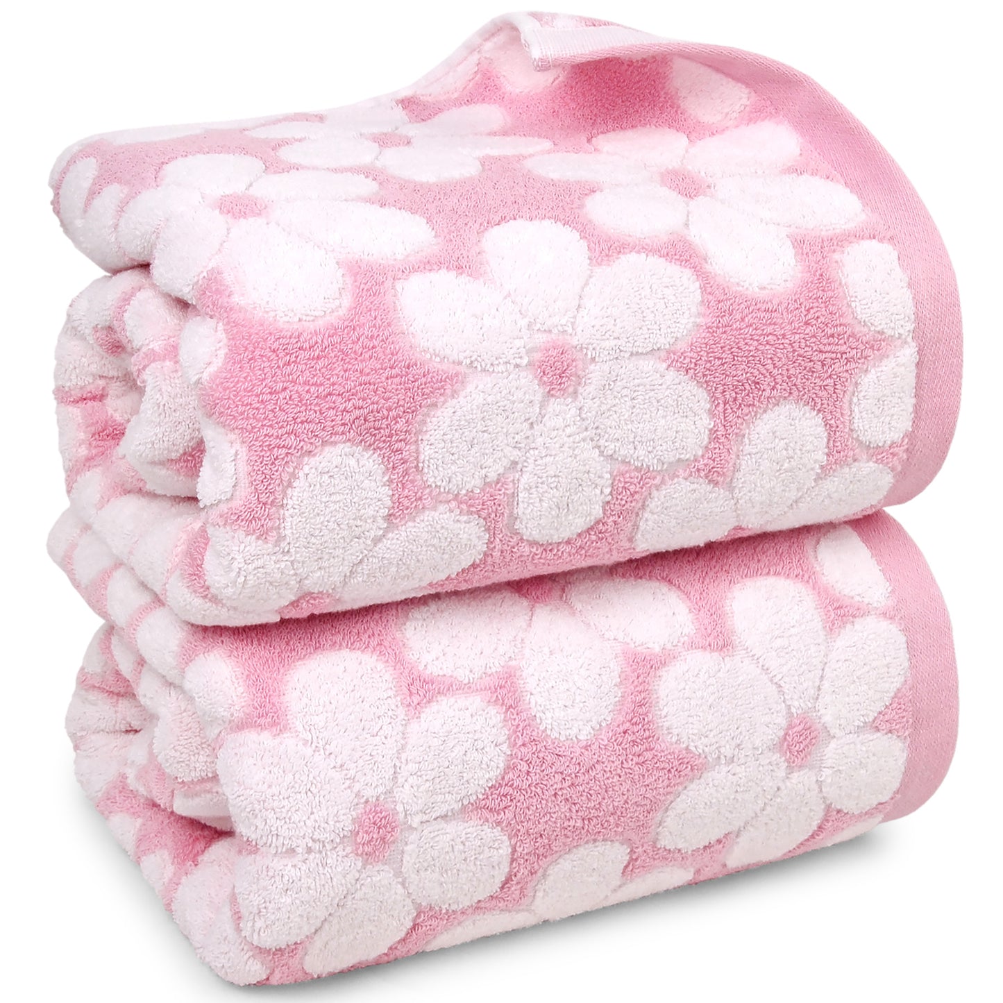 Jacquotha Soft Bath Towels 2 Pack, Super Absorbent Shower Towels 27.5x55 Inches, Cute Floral Jacquard Bathroom Set, Cotton