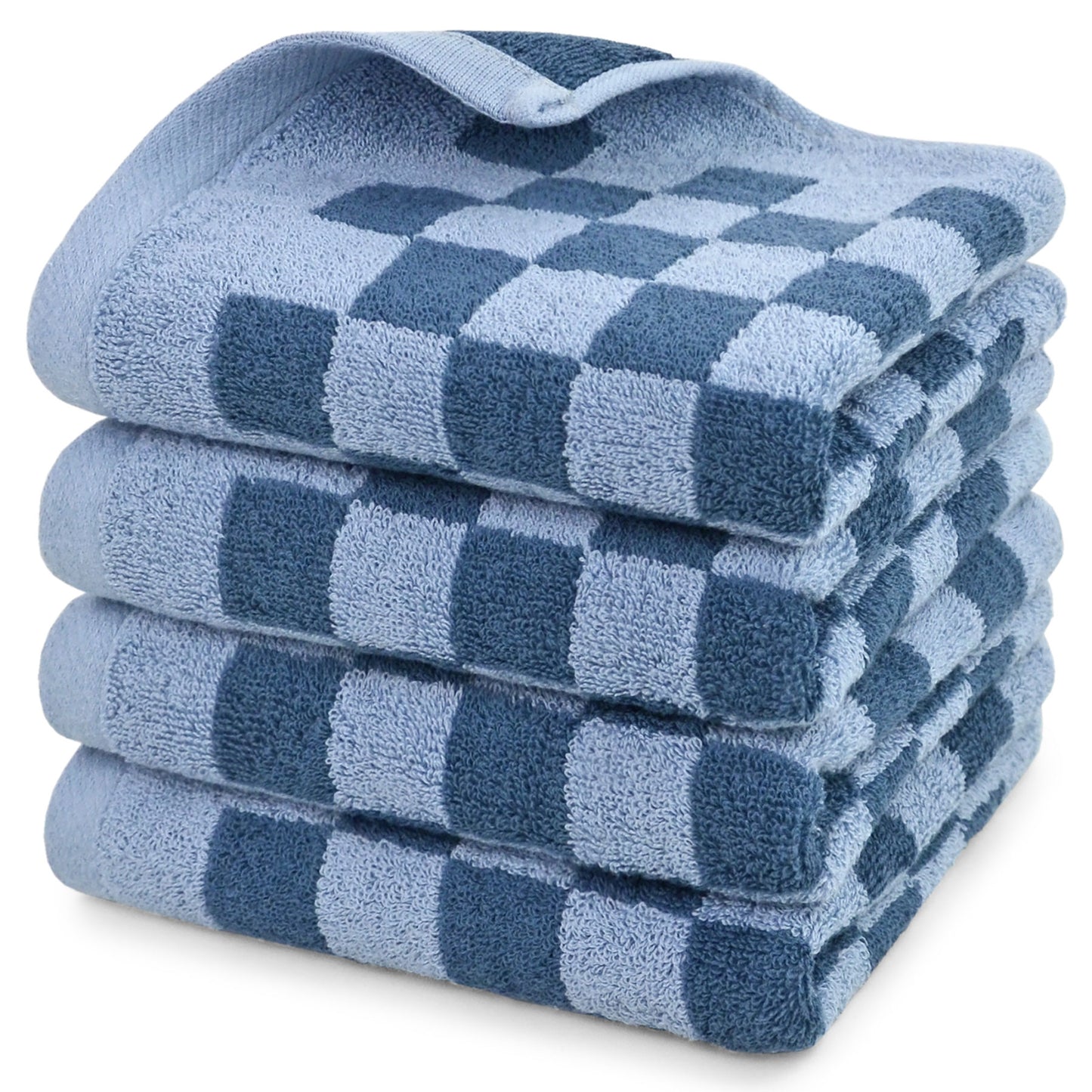 Jacquotha Soft Cotton Hand Towels in Checkered - 4 Pack Lightweight Absorbent Towels for Hand Drying and Face Washing, for Women Girls Wife Daughter, 29x13 Inches