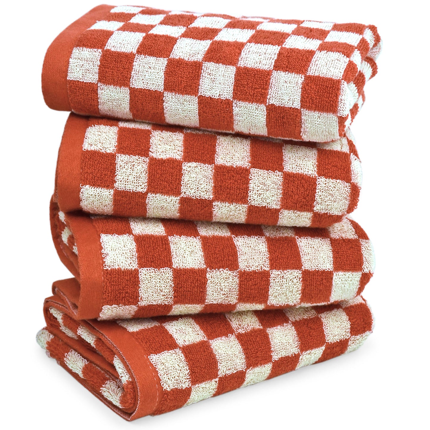Jacquotha Hand Towels for Bathroom Set of 4 - Cute Checkered Bathroom Towels for Kitchen Decor, Lightweight for Bath Face Body