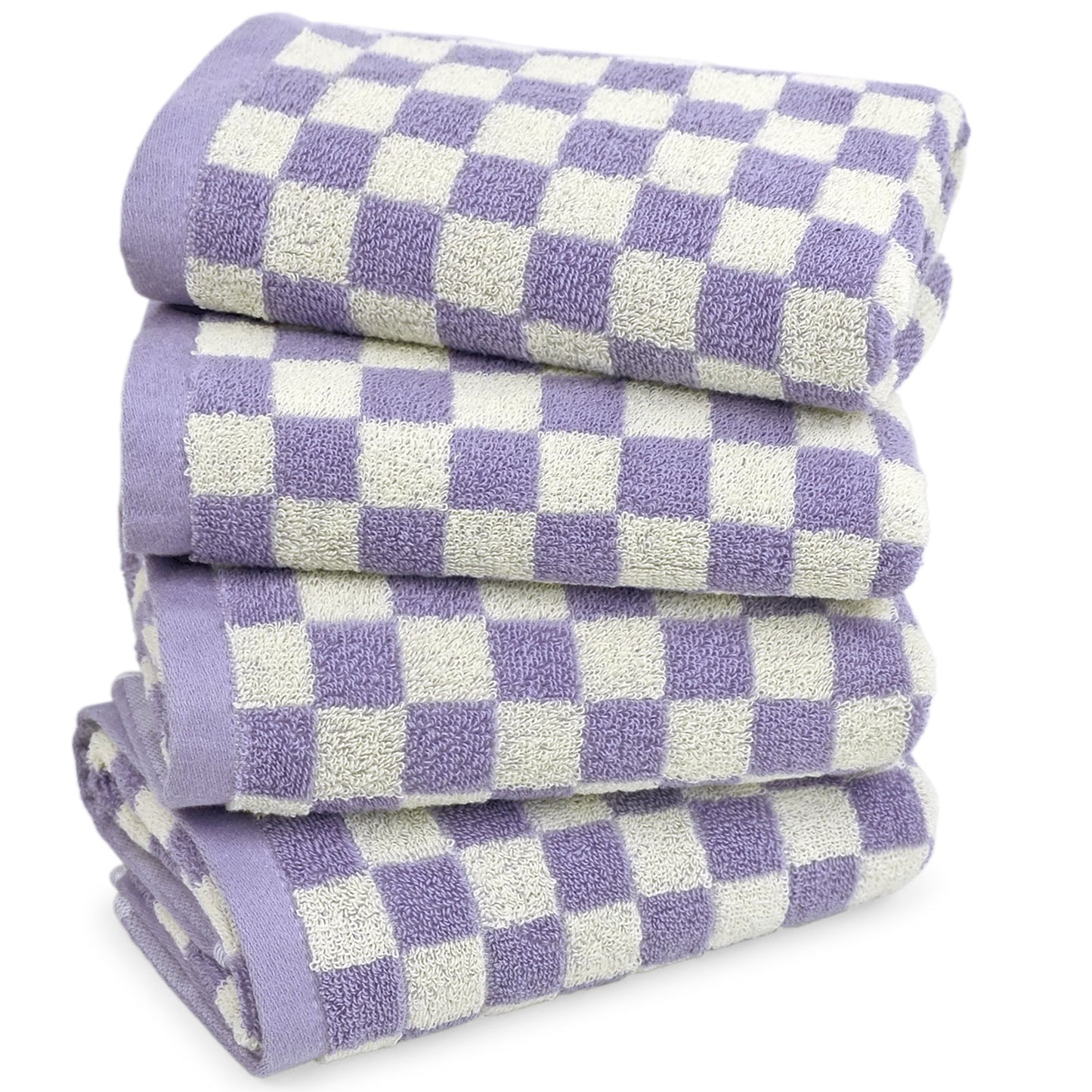 Jacquotha Hand Towels for Bathroom Set of 4 - Cute Checkered Bathroom Towels for Kitchen Decor, Lightweight for Bath Face Body