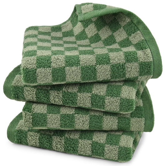 Jacquotha Soft Hand Towels 4 Pack Checkered Face Towel Set for Bathroom Kitchen, Decorative Quick Dry Towel 13x29 Inches