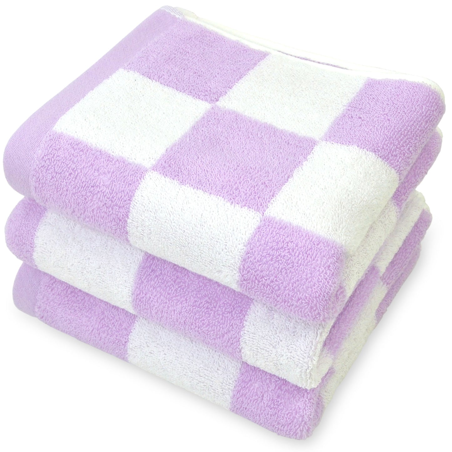 3 Pack Hand Towels set with Large Checkered Pattern, 100% Cotton, 13 x 28 Inches