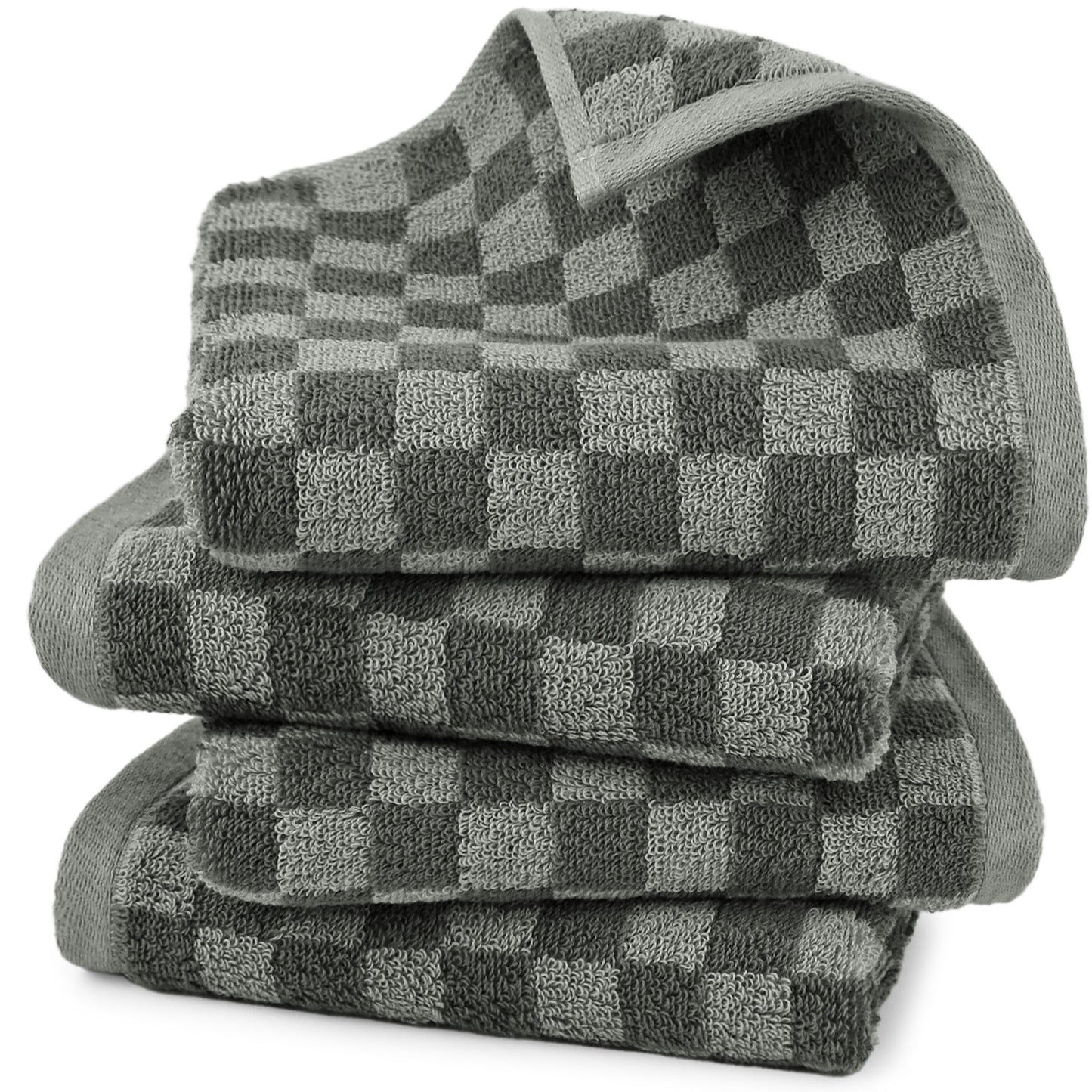 Jacquotha Soft Hand Towels 4 Pack Checkered Face Towel Set for Bathroom Kitchen, Decorative Quick Dry Towel 13x29 Inches