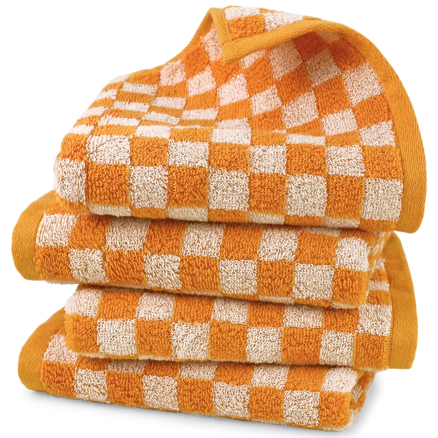 Jacquotha Soft Hand Towels 4 Pack Checkered Face Towel Set for Bathroom Kitchen, Decorative Quick Dry Towel 13x29 Inches
