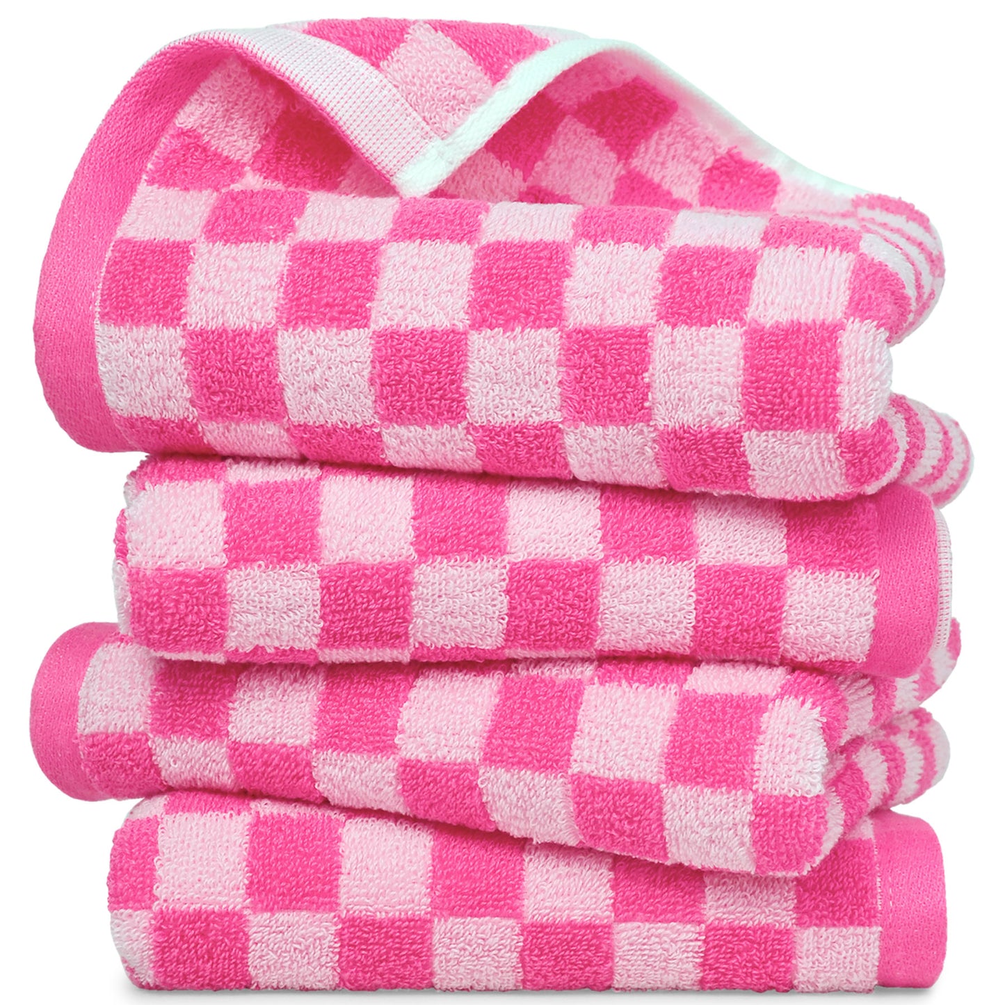 Jacquotha Checkered Hand Towels 4 Pack, Cotton Decorative Bathroom Hand Towel for Kitchen Decor, for Her Women Girls Gifts, 13" x 29"