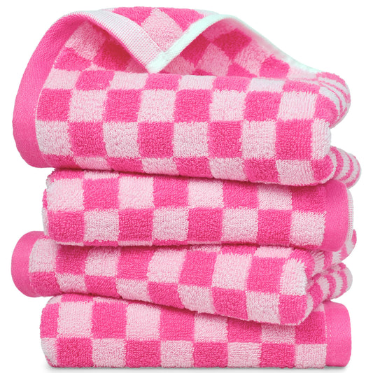 Jacquotha Checkered Hand Towels 4 Pack, Cotton Decorative Bathroom Hand Towel for Kitchen Decor, for Her Women Girls Gifts, 13" x 29"