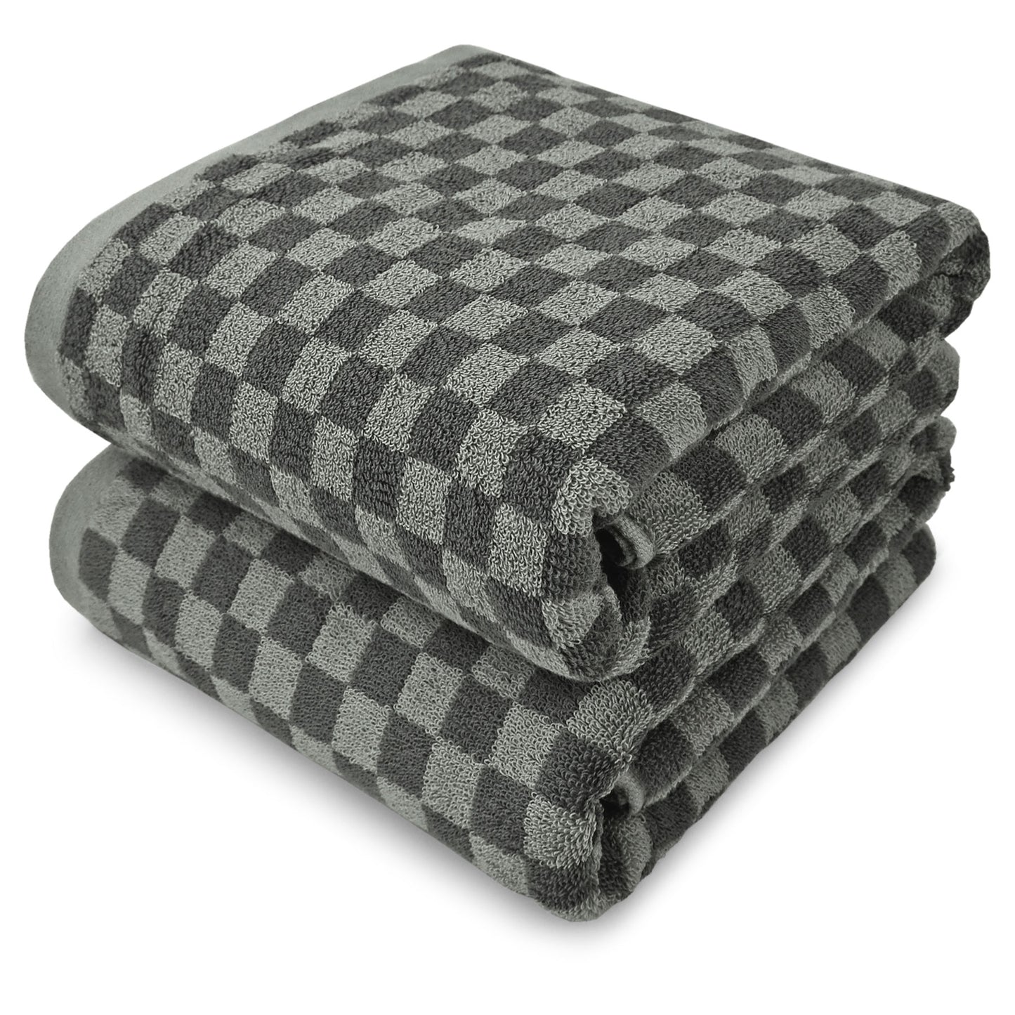 Jacquotha Luxury Bath Towels for Bathroom Checkered (54x28 Inches) - Cotton Soft Absorbent Shower Towels 2 Pack Daily Use Lightweigt, Quick Dry, Decorative