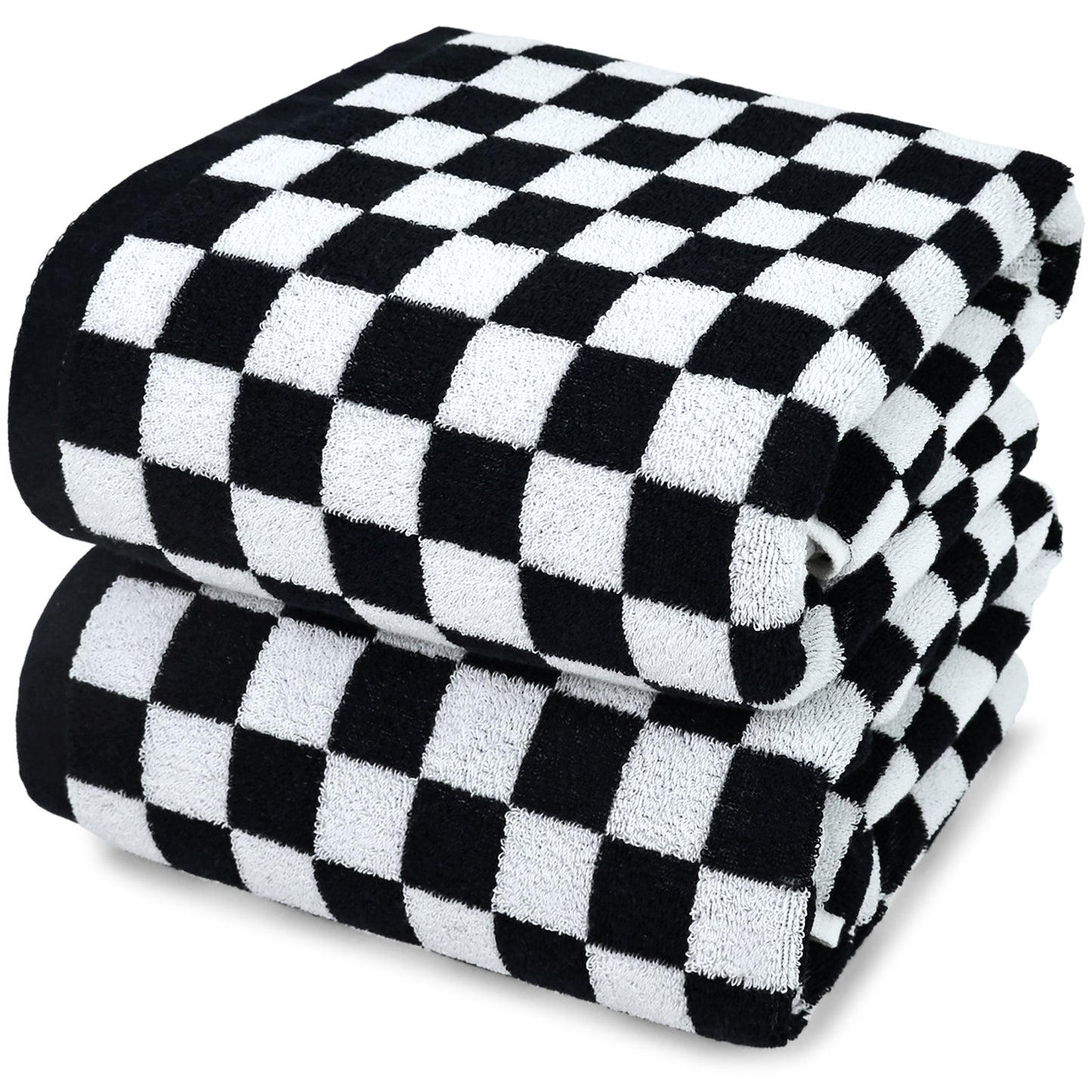 Jacquotha 520 GSM Luxury Checkered Cotton Bath Towels Set of 2 - Cute Aesthetic Bathroom Towels for Bathroom Decor 27.5" x 55"