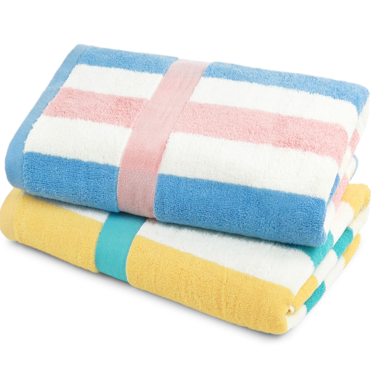 Jacquotha Stripe Shower Towels 2 Pack, Super Absorbent Quick Dry Bathroom Towels for Daily Use, Large Bath Towels Set for Men Women, 55 x 27.5 Inches
