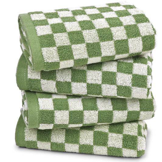 Jacquotha Hand Towels for Bathroom Set of 4 - Cute Checkered Bathroom Towels for Kitchen Decor, Lightweight for Bath Face Body