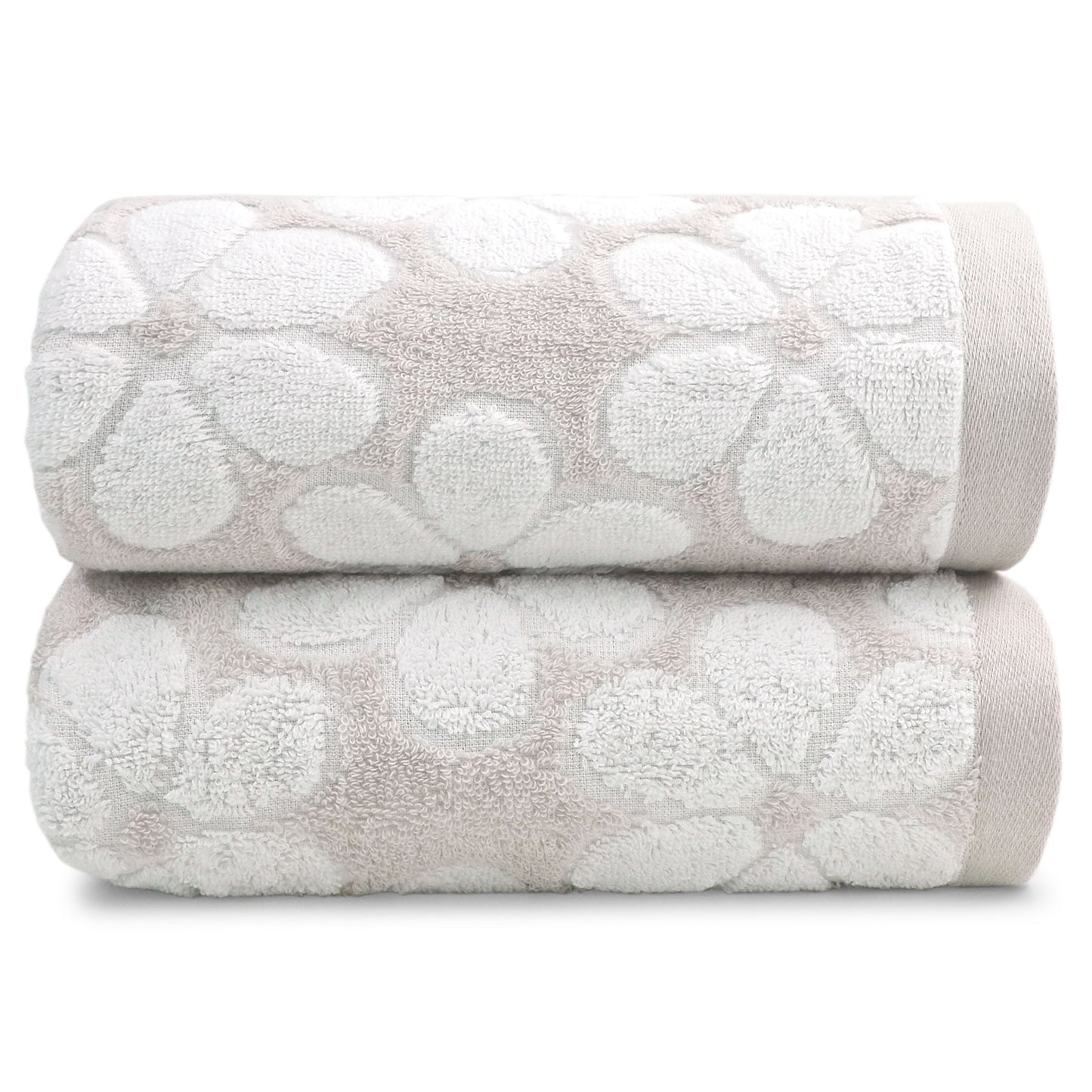 Jacquotha Soft Bath Towels 2 Pack, Super Absorbent Shower Towels 27.5x55 Inches, Cute Floral Jacquard Bathroom Set, Cotton