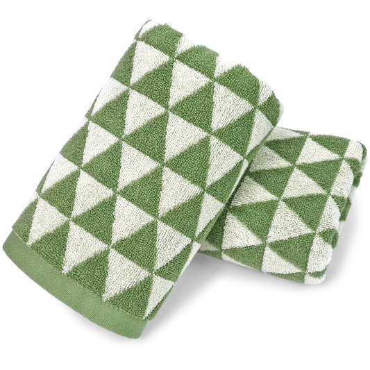 Hand Towels for Bathroom & Kitchen with Geometric Triangle, Cotton Quick Dry Towels for Hand Face Hair 13x29 Inches, Modern & Farmhouse