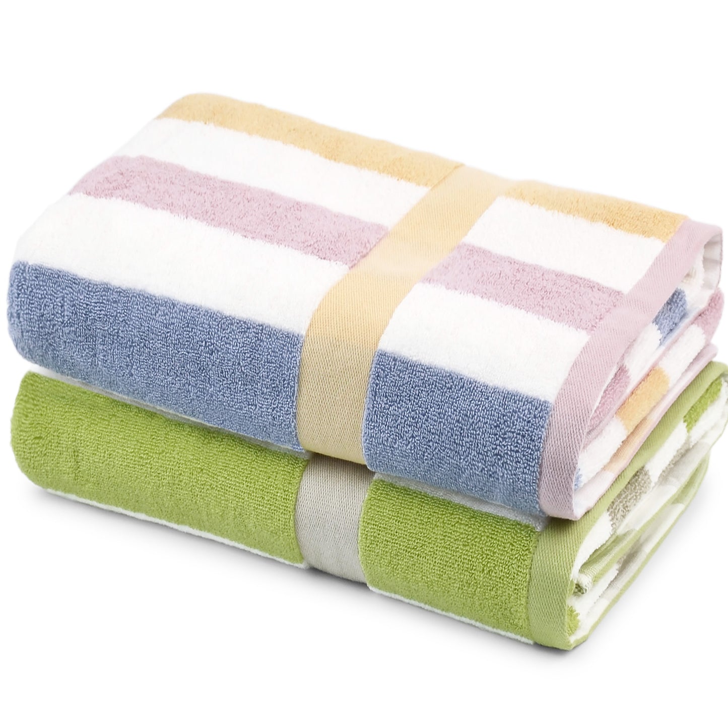 Jacquotha Stripe Shower Towels 2 Pack, Super Absorbent Quick Dry Bathroom Towels for Daily Use, Large Bath Towels Set for Men Women, 55 x 27.5 Inches