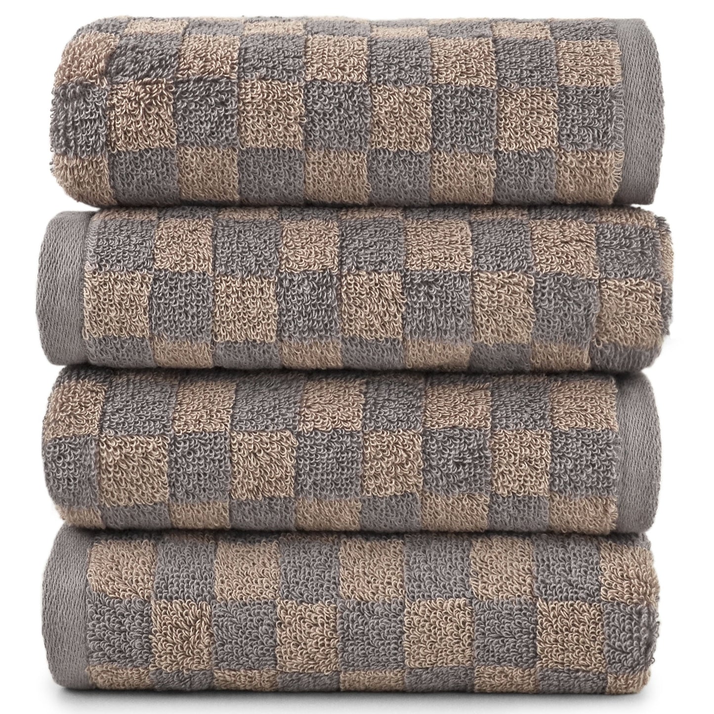 Hand Towels Set of 4 - Cute Nautical Checkered Hand Towel for Bathroom, Kitchen, Pool, Lightweight Cotton, 29” x 13”
