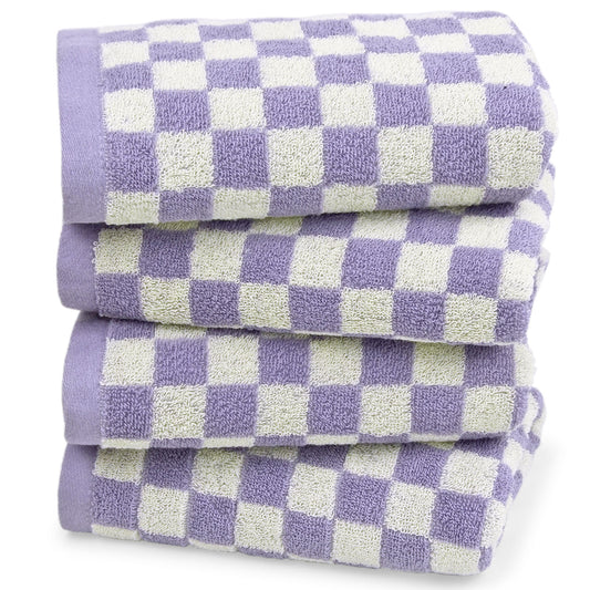 Jacquotha Hand Towels for Bathroom Set of 4 - Cute Checkered Bathroom Towels for Kitchen Decor, Lightweight for Bath Face Body