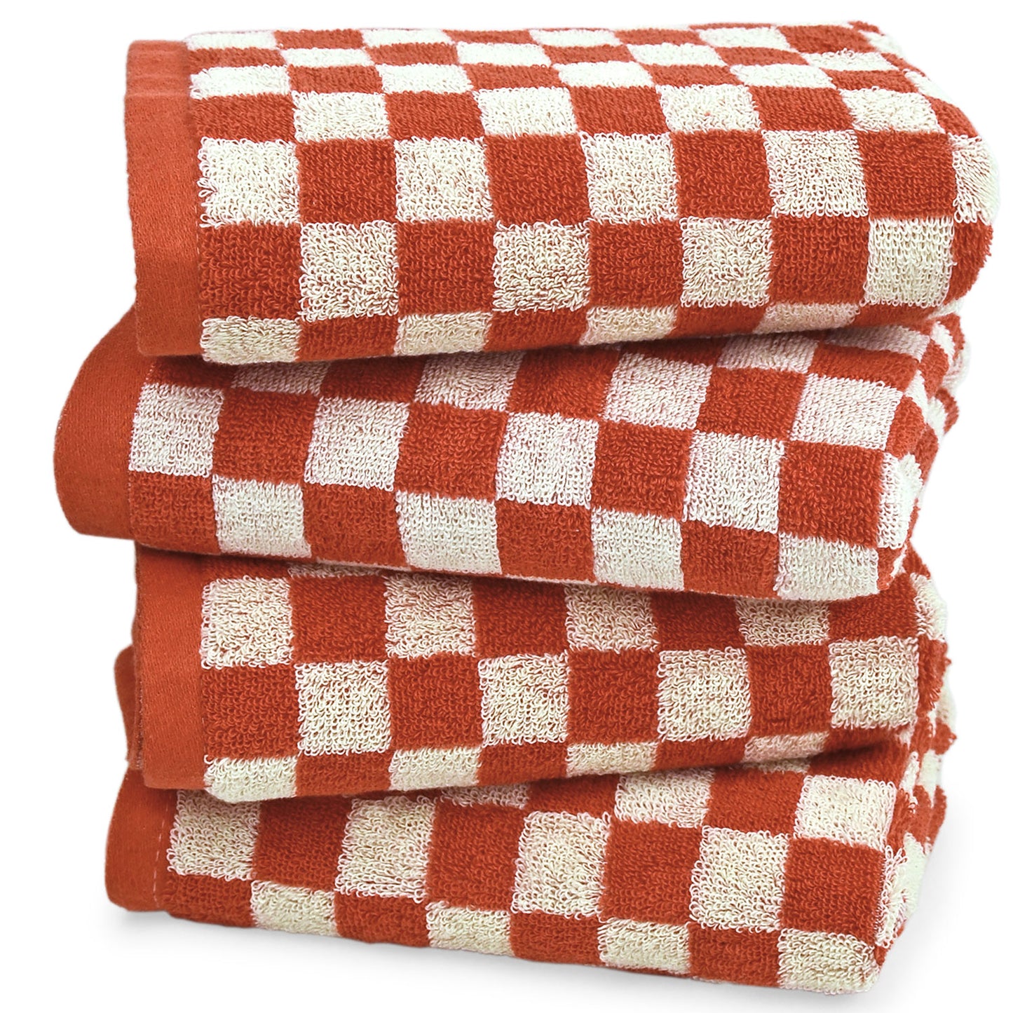 Jacquotha Hand Towels for Bathroom Set of 4 - Cute Checkered Bathroom Towels for Kitchen Decor, Lightweight for Bath Face Body
