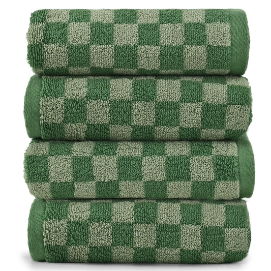 Jacquotha Soft Hand Towels 4 Pack Checkered Face Towel Set for Bathroom Kitchen, Decorative Quick Dry Towel 13x29 Inches