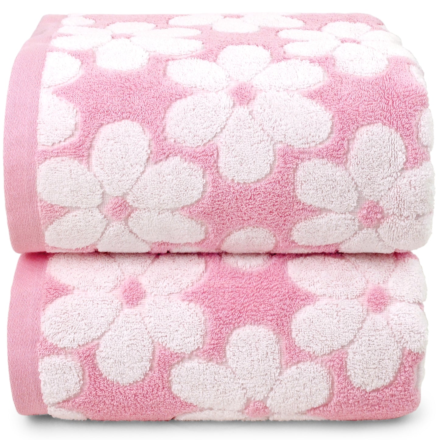 Jacquotha Soft Bath Towels 2 Pack, Super Absorbent Shower Towels 27.5x55 Inches, Cute Floral Jacquard Bathroom Set, Cotton