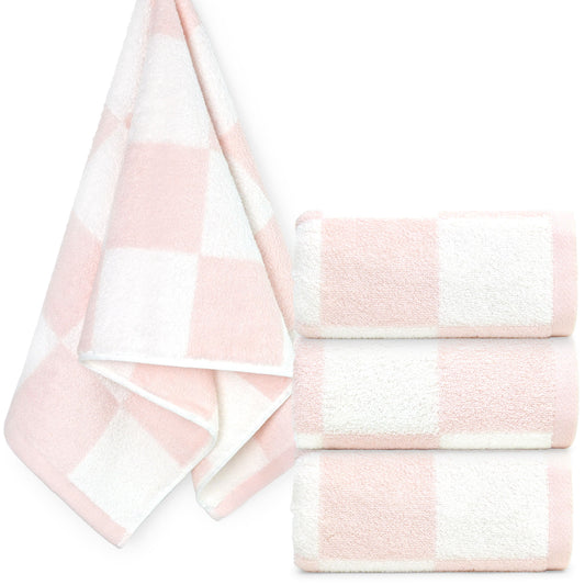 4-Piece Hand Towels Soft & Quick-Drying, 13"x29" Checkered Bathroom Towels for Gym, Guest, Travel, Swim, Neutral & Comfort