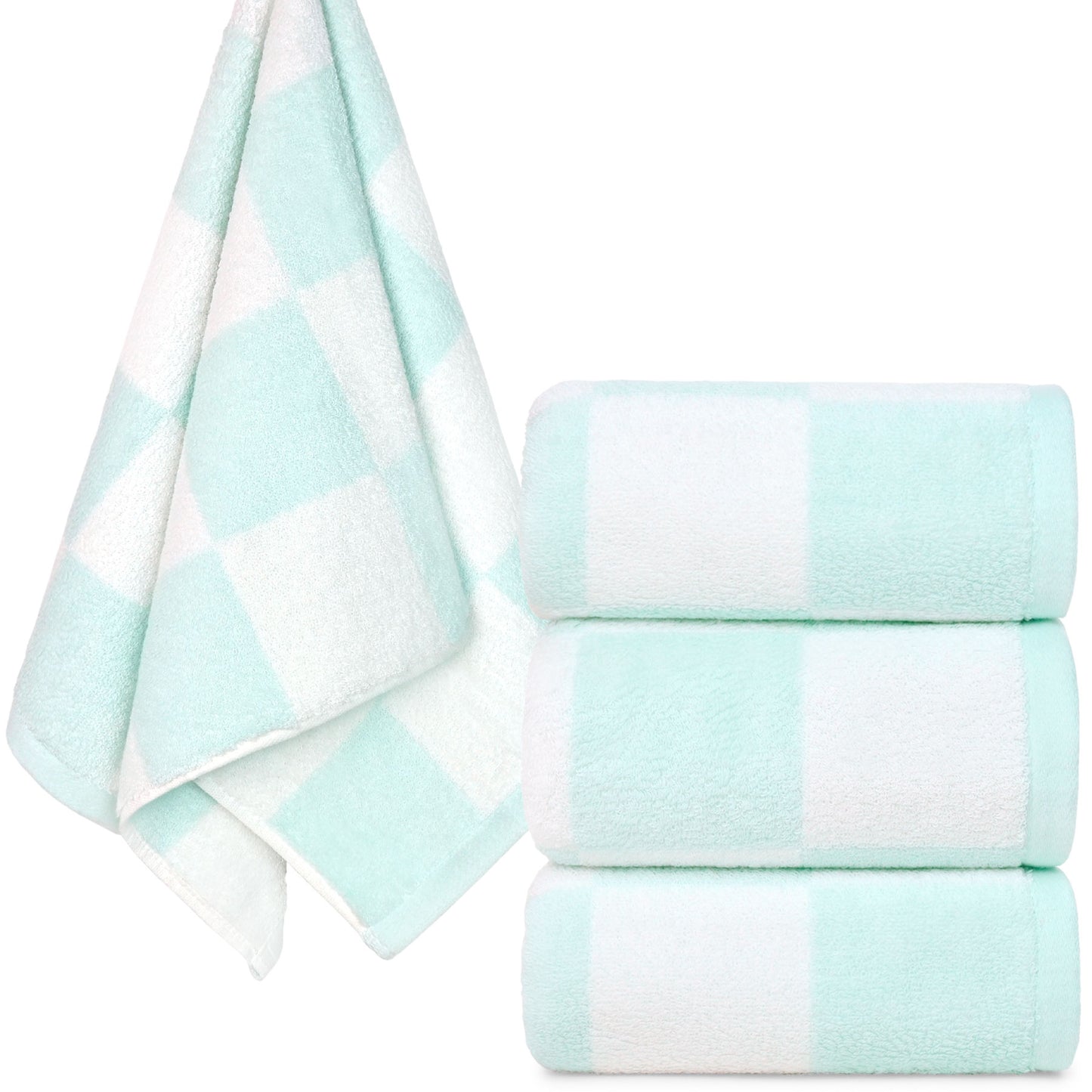4-Piece Hand Towels Soft & Quick-Drying, 13"x29" Checkered Bathroom Towels for Gym, Guest, Travel, Swim, Neutral & Comfort