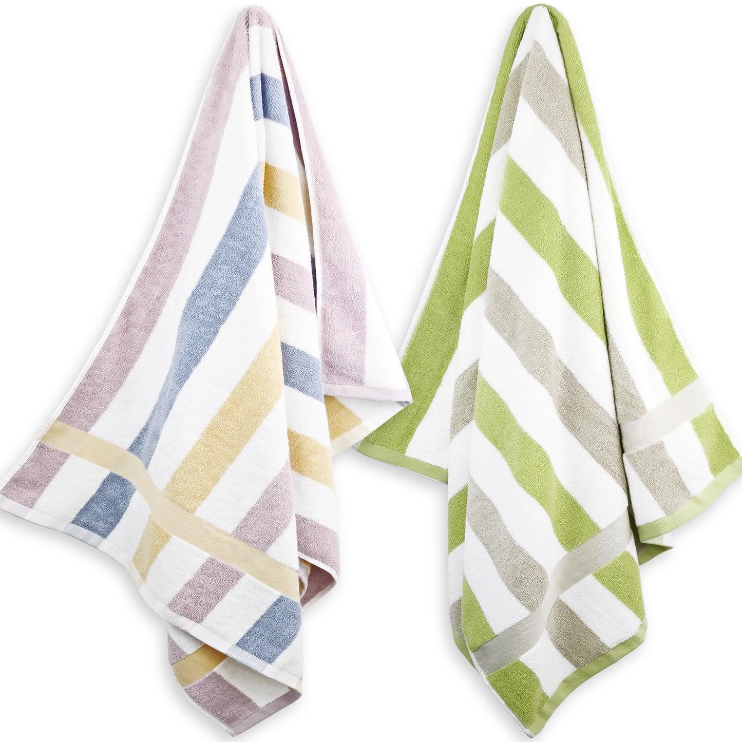 Jacquotha Stripe Shower Towels 2 Pack, Super Absorbent Quick Dry Bathroom Towels for Daily Use, Large Bath Towels Set for Men Women, 55 x 27.5 Inches
