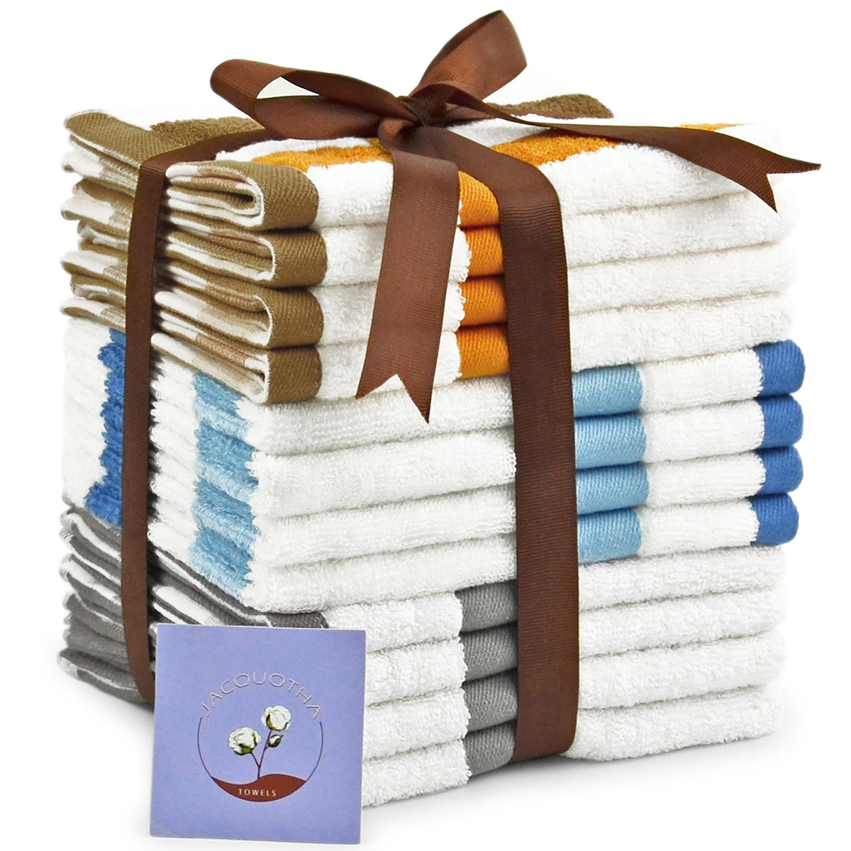 Jacquotha 12 Pack Wash Cloths for Showering 3 Colors, Cotton Washcloths Gentle for Men Women Kids, Durable Wash Rags Large Size 13" X 13"