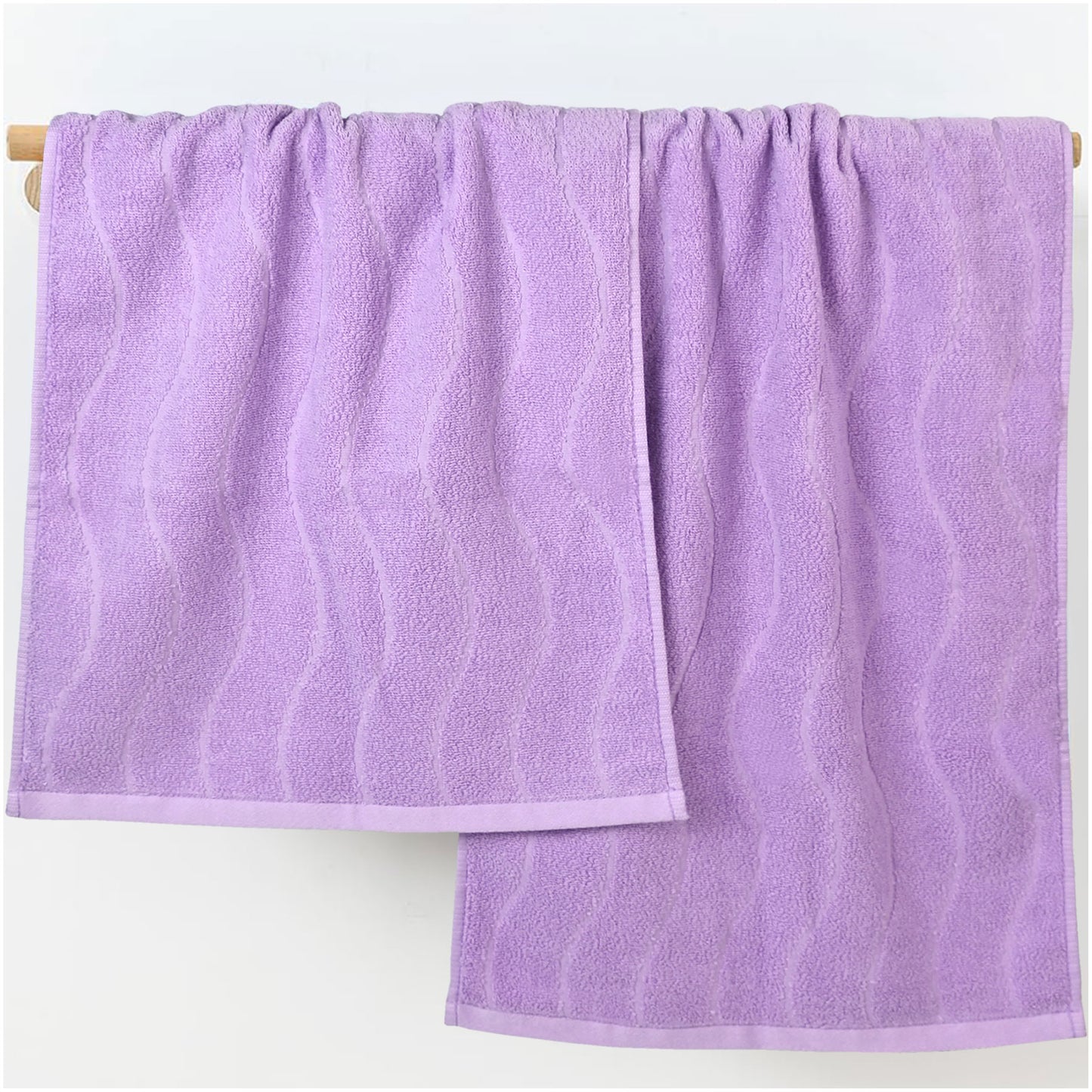 Jacquotha Wavy Striped Cotton Hand Towels, Set of 2, Dry Your Hand Instantly, 13x29 Inches, Mustard Kitchen Bathroom Towel