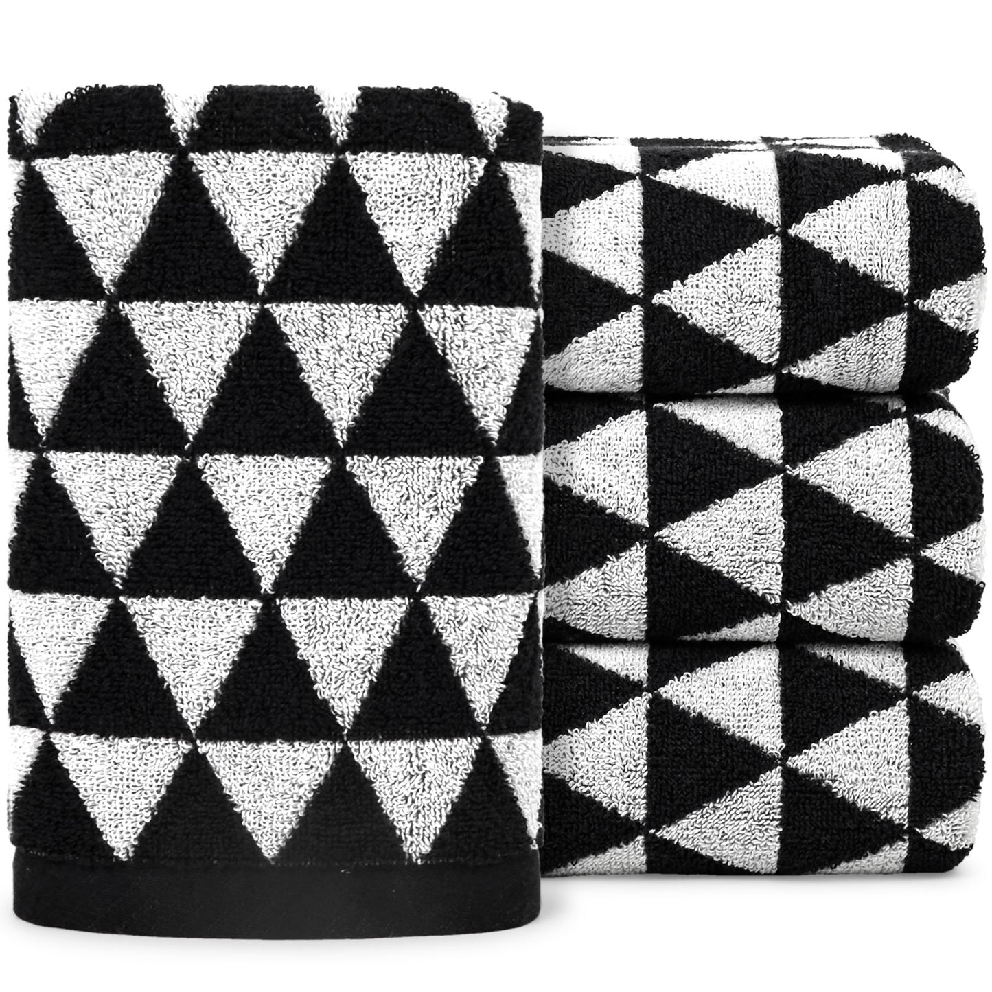 Hand Towels for Bathroom & Kitchen with Geometric Triangle, Cotton Quick Dry Towels for Hand Face Hair 13x29 Inches, Modern & Farmhouse
