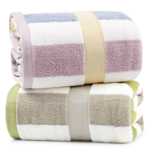 Jacquotha Stripe Shower Towels 2 Pack, Super Absorbent Quick Dry Bathroom Towels for Daily Use, Large Bath Towels Set for Men Women, 55 x 27.5 Inches