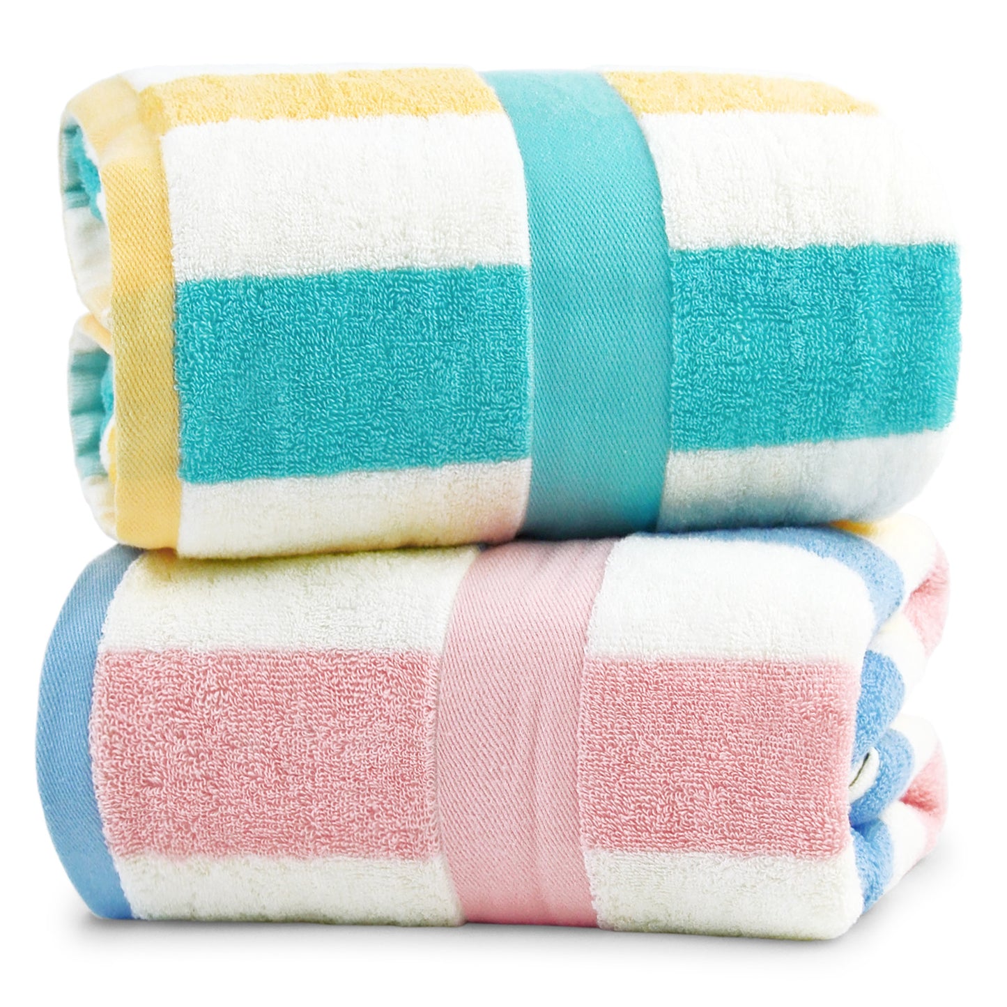 Jacquotha Stripe Shower Towels 2 Pack, Super Absorbent Quick Dry Bathroom Towels for Daily Use, Large Bath Towels Set for Men Women, 55 x 27.5 Inches