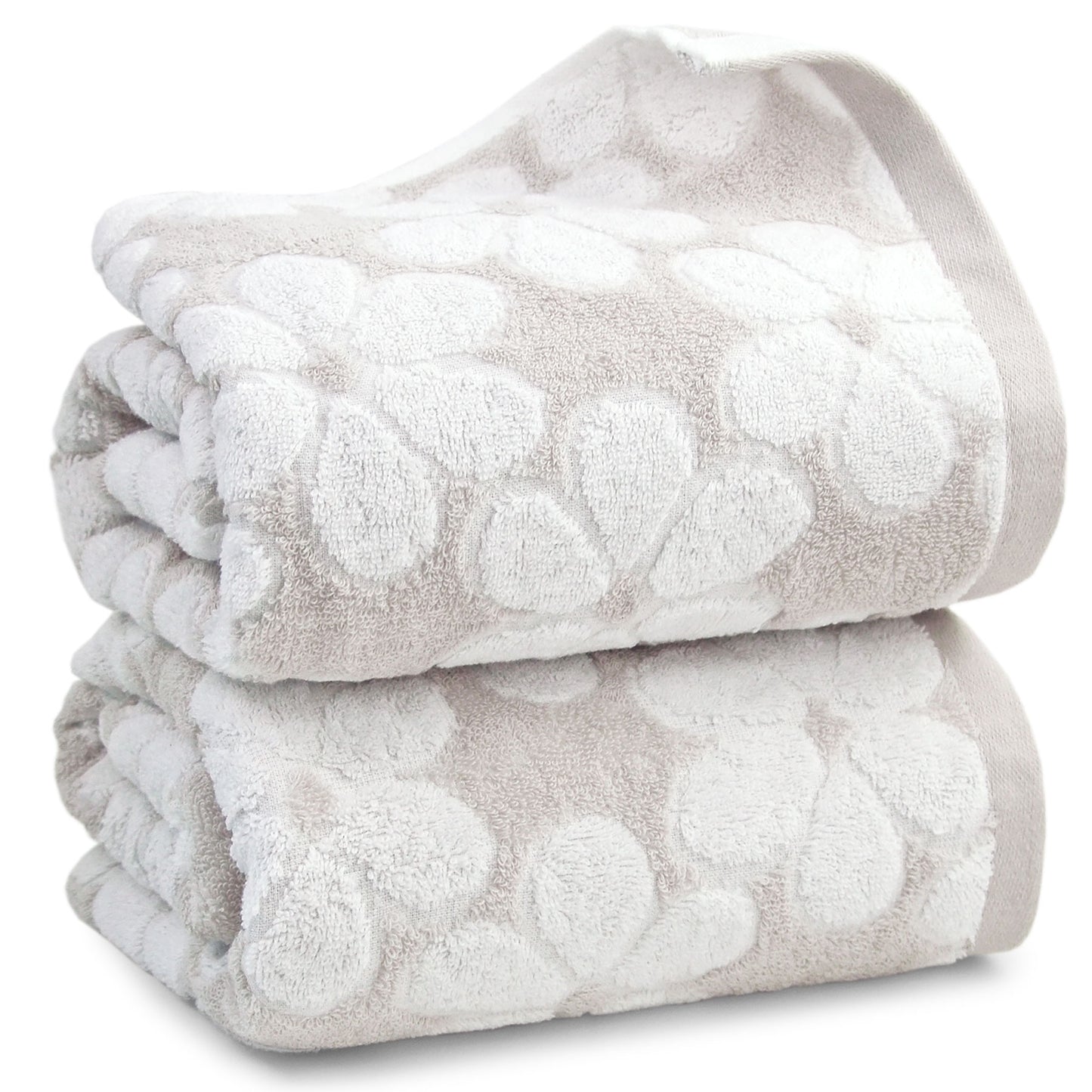 Jacquotha Soft Bath Towels 2 Pack, Super Absorbent Shower Towels 27.5x55 Inches, Cute Floral Jacquard Bathroom Set, Cotton