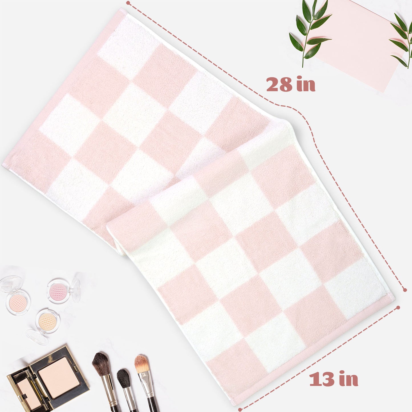 4-Piece Hand Towels Soft & Quick-Drying, 13"x29" Checkered Bathroom Towels for Gym, Guest, Travel, Swim, Neutral & Comfort
