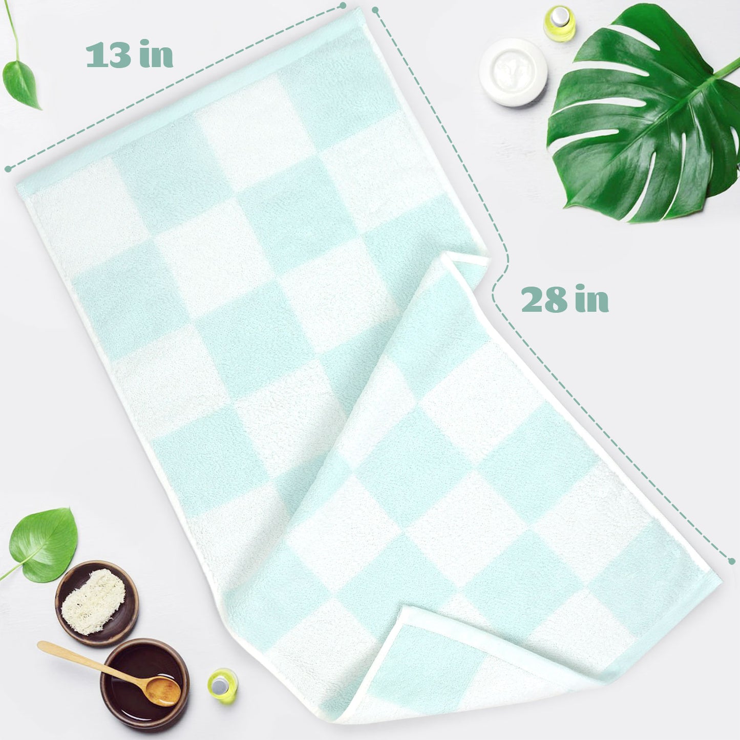 4-Piece Hand Towels Soft & Quick-Drying, 13"x29" Checkered Bathroom Towels for Gym, Guest, Travel, Swim, Neutral & Comfort