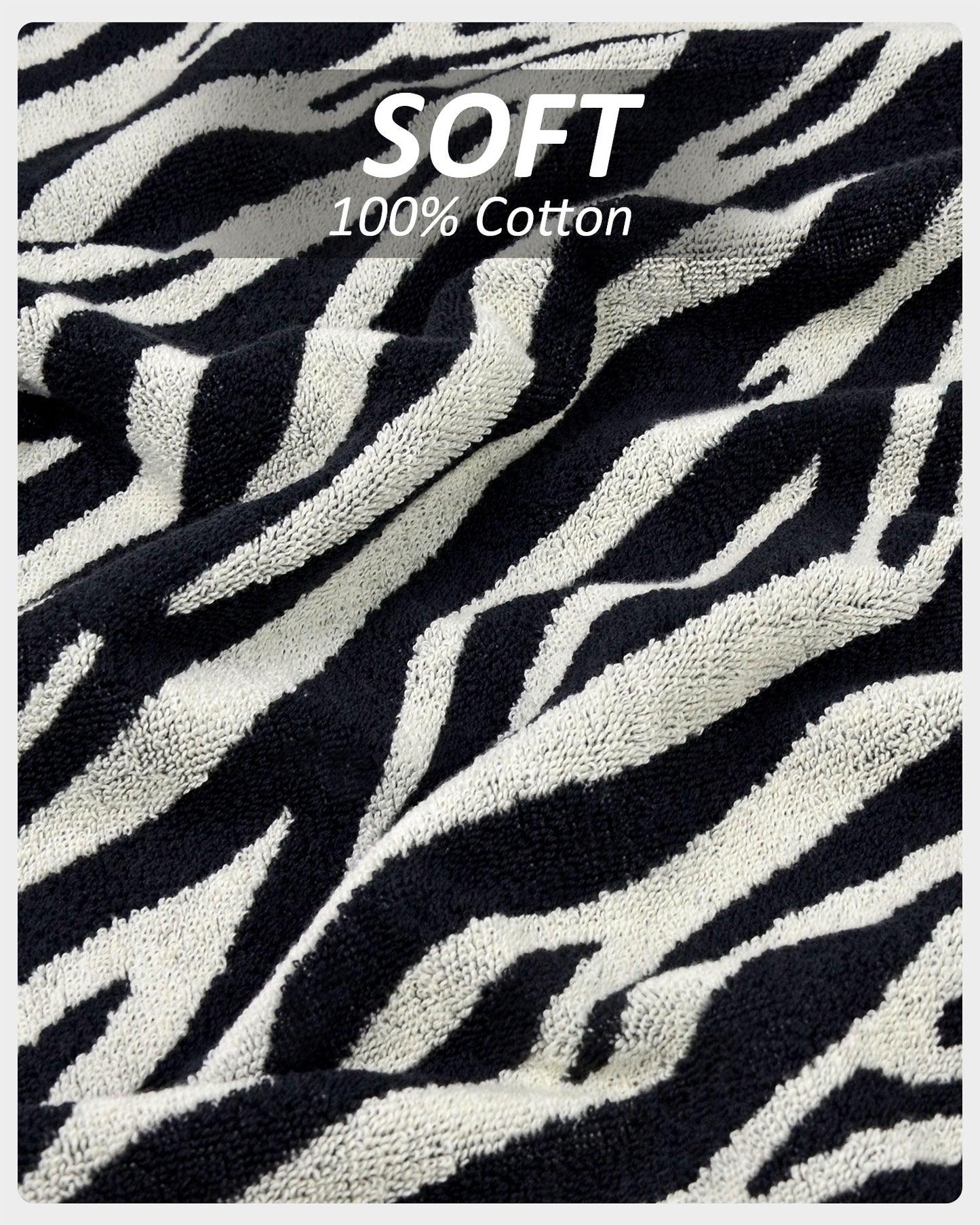 Jacquotha Bathroom Hand Towels 2 Style 4 Pack - Black Hand Towel Checkered and Zebra, Cotton