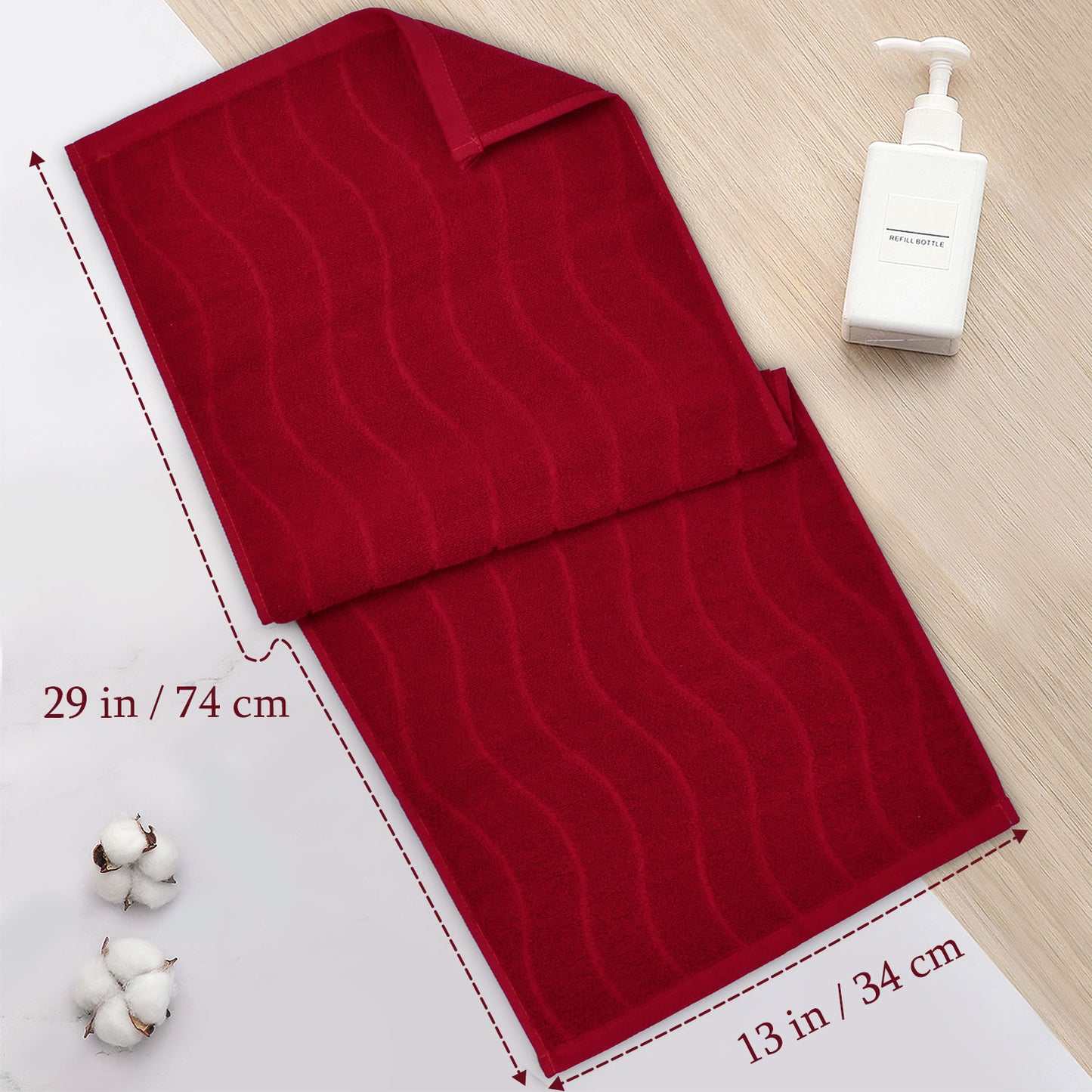 Jacquotha Wavy Striped Cotton Hand Towels, Set of 2, Dry Your Hand Instantly, 13x29 Inches, Mustard Kitchen Bathroom Towel