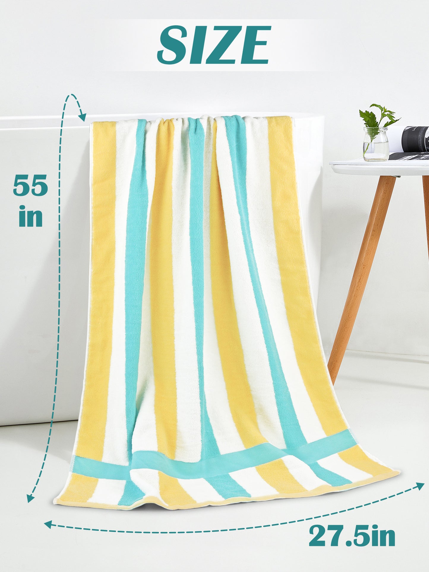 Jacquotha Stripe Shower Towels 2 Pack, Super Absorbent Quick Dry Bathroom Towels for Daily Use, Large Bath Towels Set for Men Women, 55 x 27.5 Inches