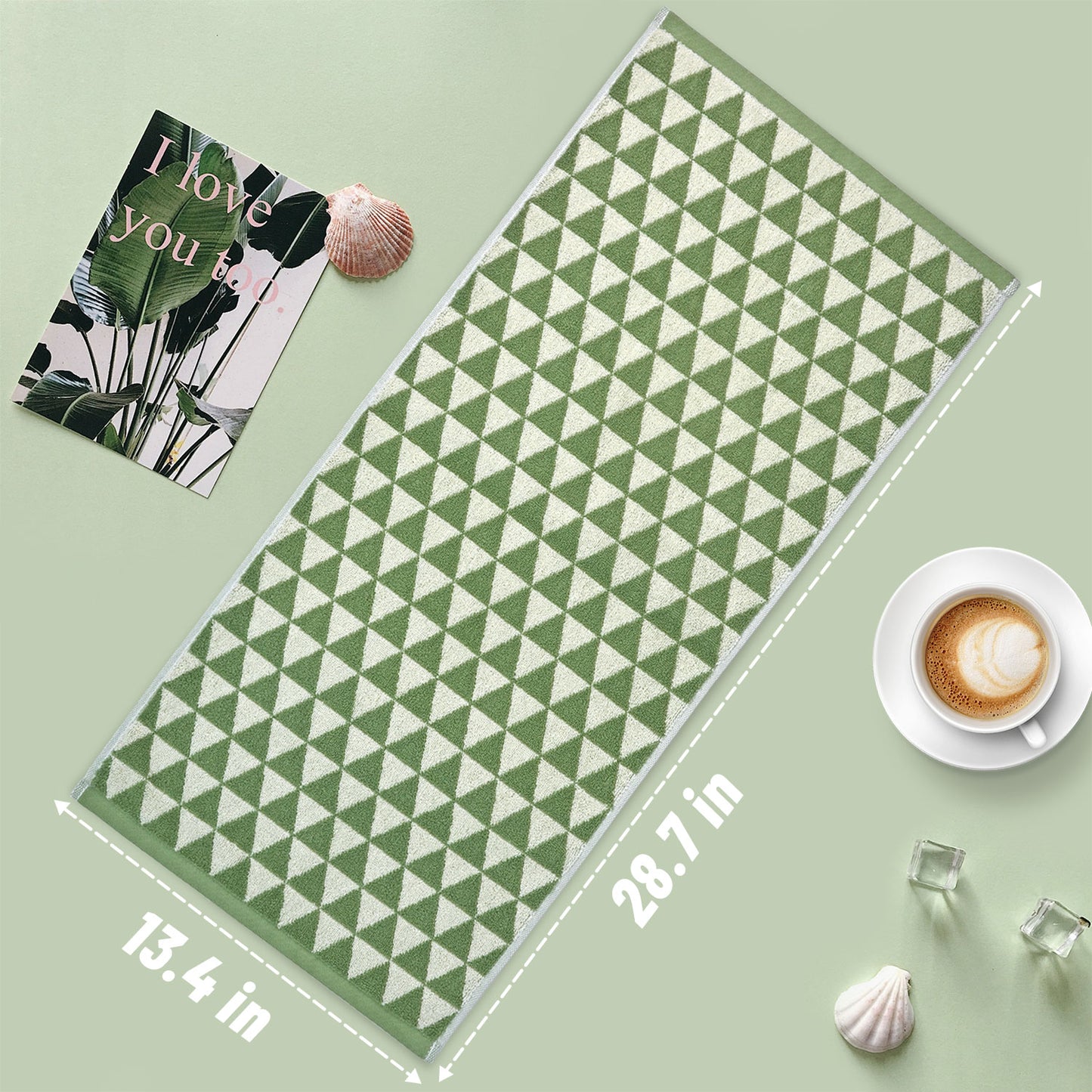 Hand Towels for Bathroom & Kitchen with Geometric Triangle, Cotton Quick Dry Towels for Hand Face Hair 13x29 Inches, Modern & Farmhouse