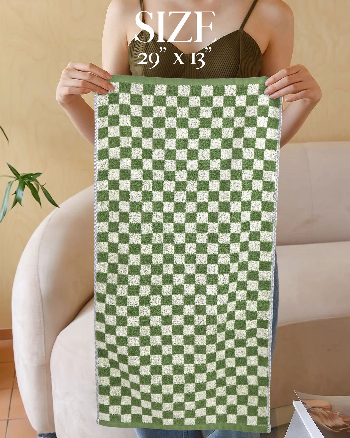 Jacquotha Hand Towels for Bathroom Set of 4 - Cute Checkered Bathroom Towels for Kitchen Decor, Lightweight for Bath Face Body