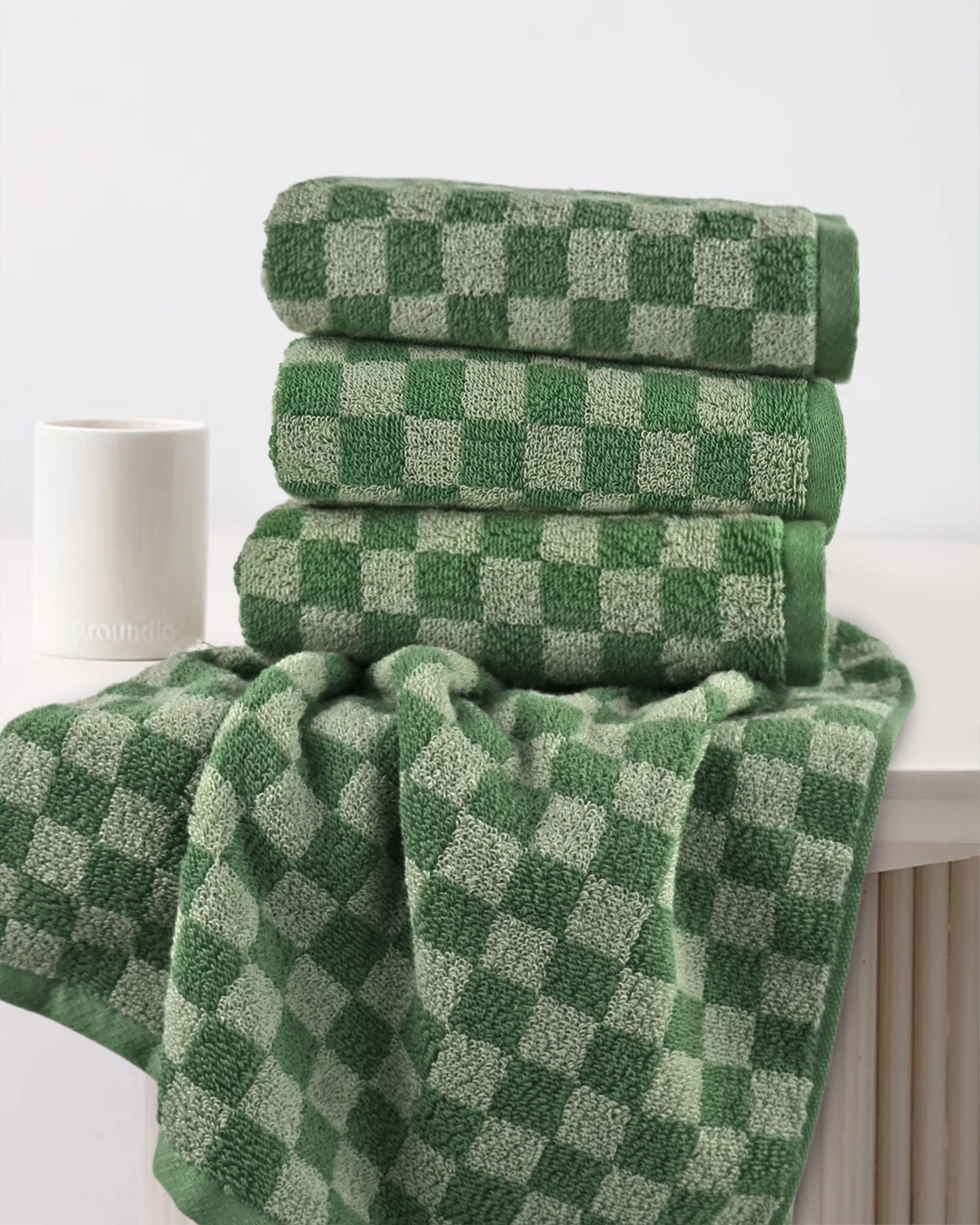 Jacquotha Soft Hand Towels 4 Pack Checkered Face Towel Set for Bathroom Kitchen, Decorative Quick Dry Towel 13x29 Inches