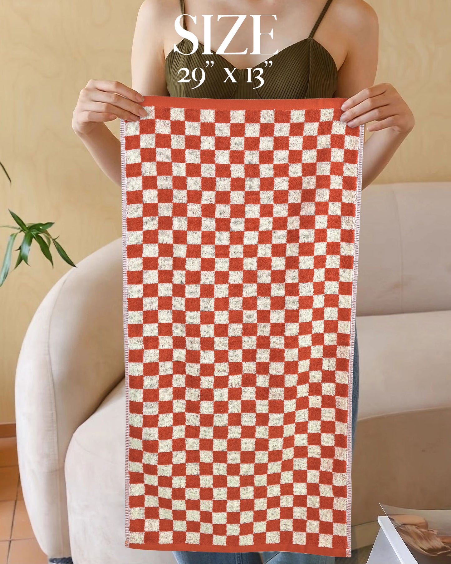 Jacquotha Hand Towels for Bathroom Set of 4 - Cute Checkered Bathroom Towels for Kitchen Decor, Lightweight for Bath Face Body