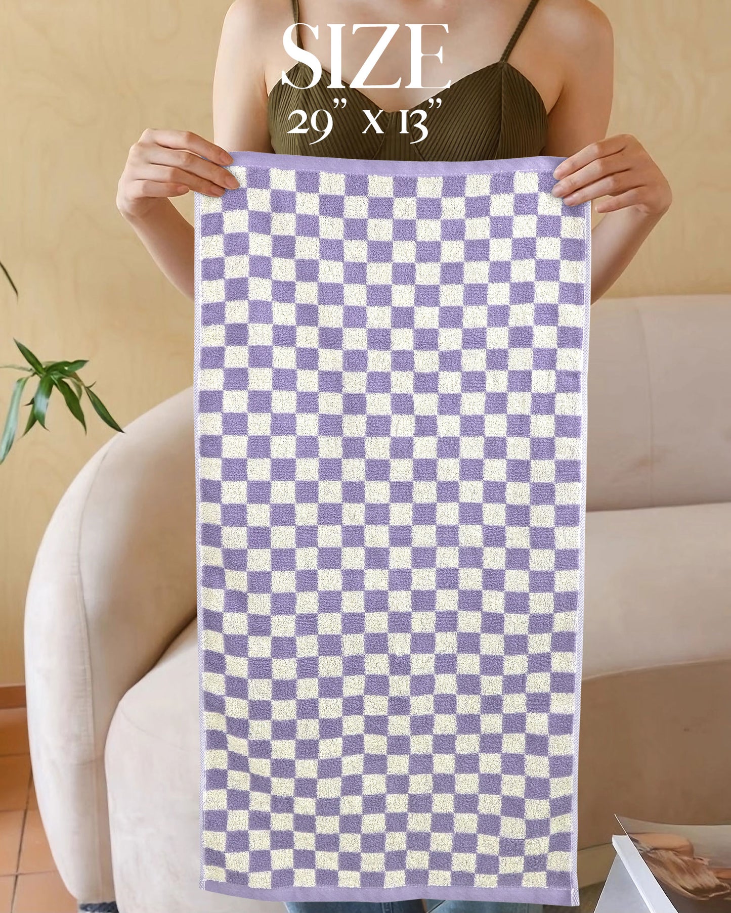 Jacquotha Hand Towels for Bathroom Set of 4 - Cute Checkered Bathroom Towels for Kitchen Decor, Lightweight for Bath Face Body