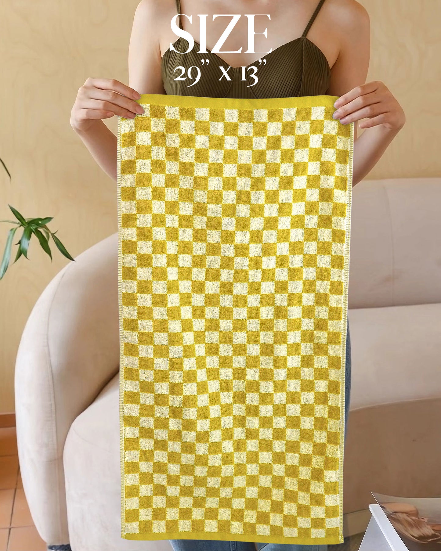 Jacquotha Hand Towels for Bathroom Set of 4 - Cute Checkered Bathroom Towels for Kitchen Decor, Lightweight for Bath Face Body