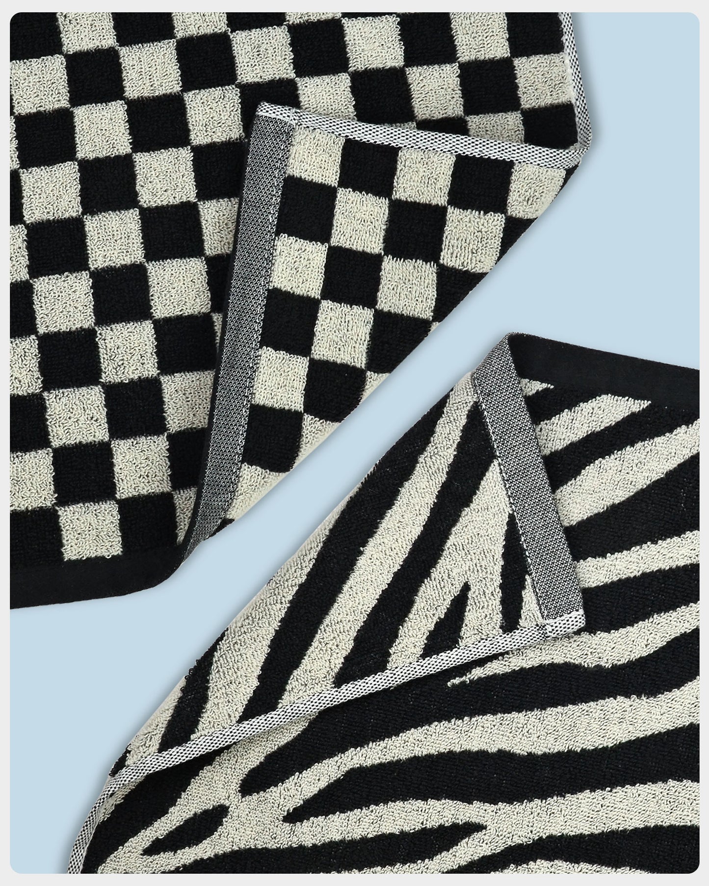 Jacquotha Bathroom Hand Towels 2 Style 4 Pack - Black Hand Towel Checkered and Zebra, Cotton