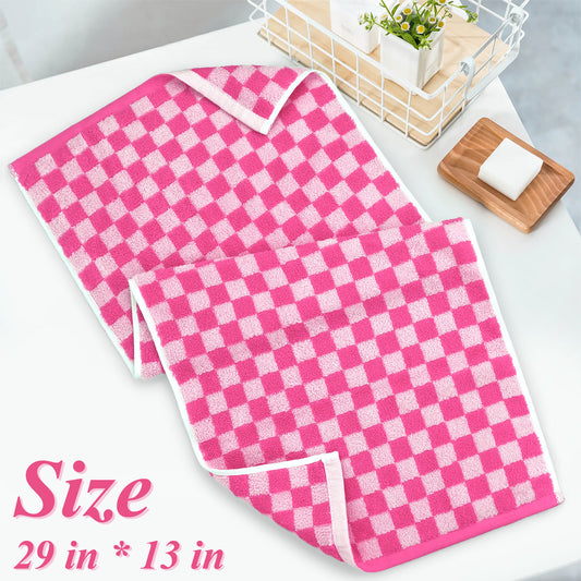 Jacquotha Checkered Hand Towels 4 Pack, Cotton Decorative Bathroom Hand Towel for Kitchen Decor, for Her Women Girls Gifts, 13" x 29"