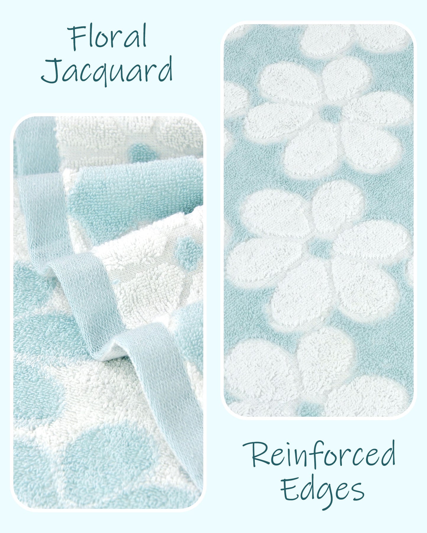 Jacquotha Soft Bath Towels 2 Pack, Super Absorbent Shower Towels 27.5x55 Inches, Cute Floral Jacquard Bathroom Set, Cotton