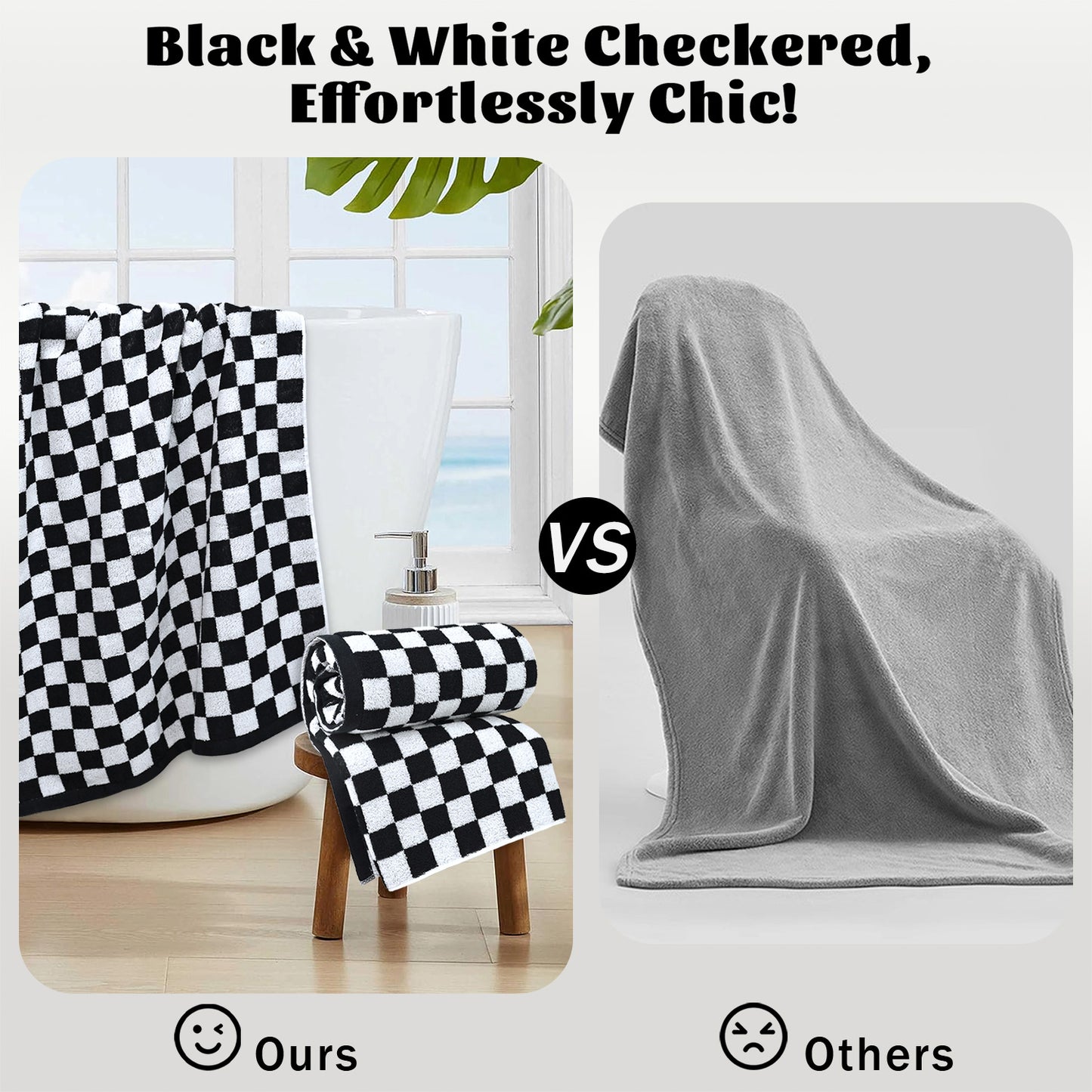Jacquotha 520 GSM Luxury Checkered Cotton Bath Towels Set of 2 - Cute Aesthetic Bathroom Towels for Bathroom Decor 27.5" x 55"