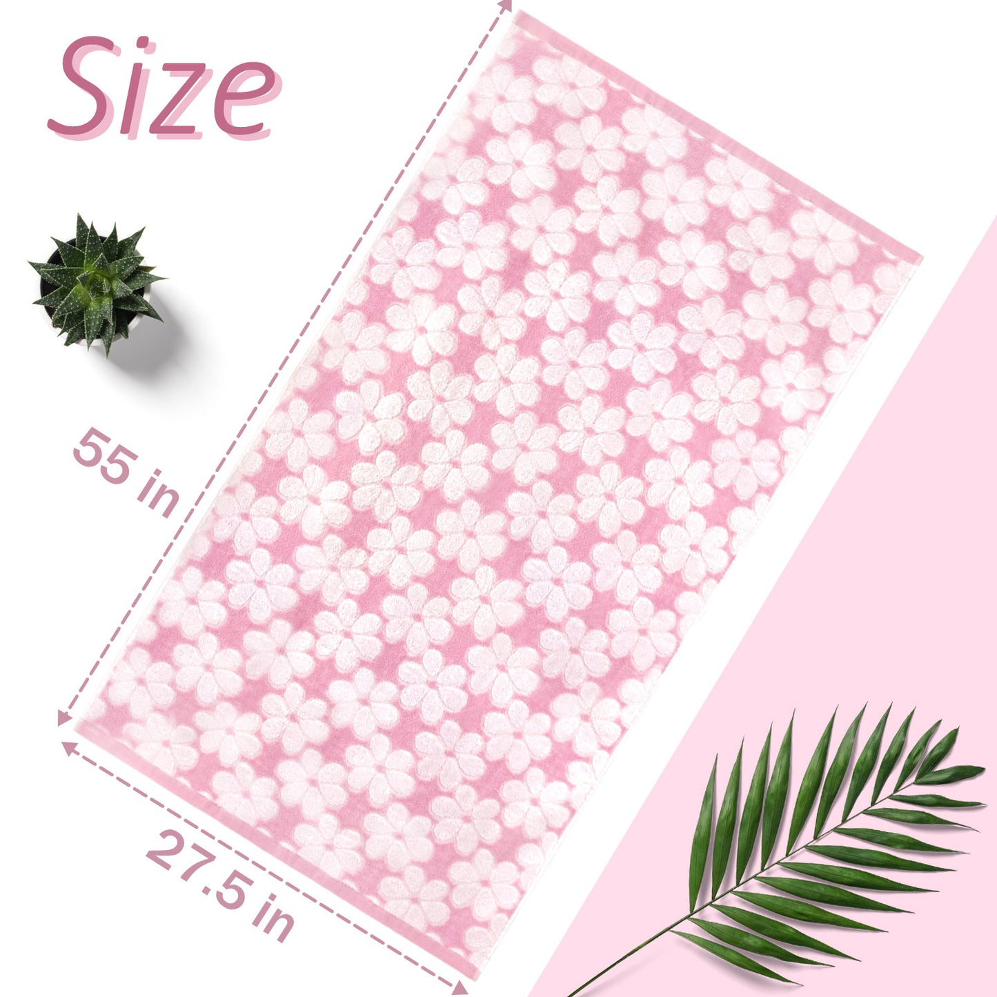 Jacquotha Soft Bath Towels 2 Pack, Super Absorbent Shower Towels 27.5x55 Inches, Cute Floral Jacquard Bathroom Set, Cotton